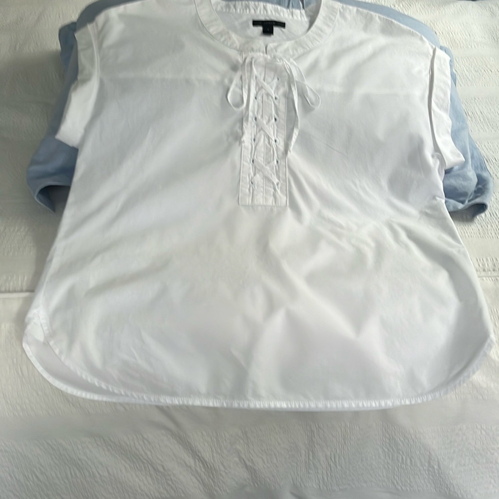 J Crew crisp white sleeveless cuffed  top with front ties